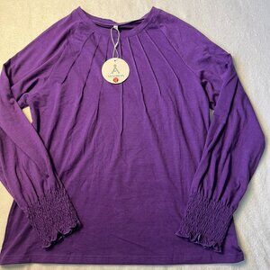 Anrabess Women’s Long Sleeve Shirt Purple Size Medium Casual Top